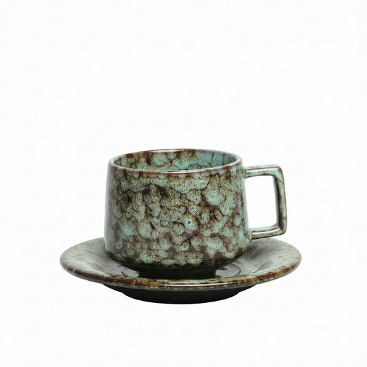 Azure Reactive Glaze Cup & Saucer Set