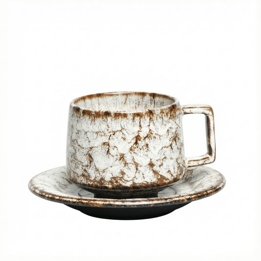Rustic Ceramic Cup and Saucer Set