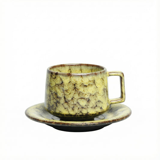 Vintage Cracked Glaze Teacup & Saucer Set